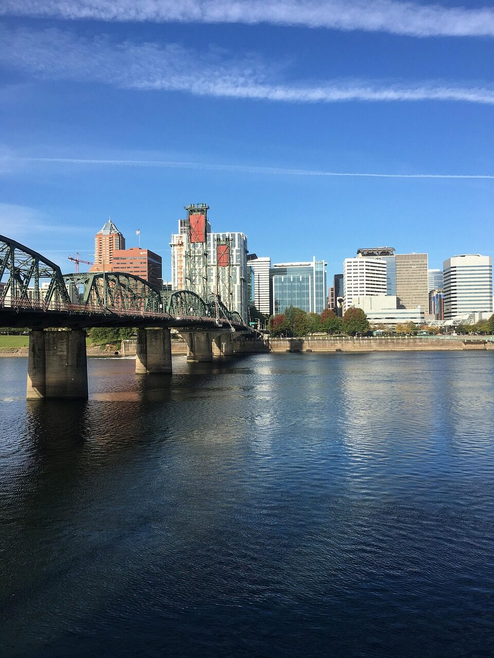 Portland skyline and bridge over the Willamette River